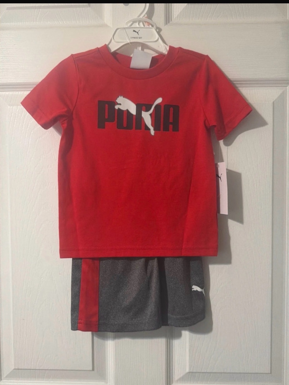 Puma Red and Gray Logo Kids Pajama Set